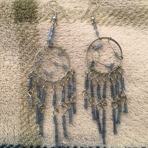 Boho blue dangly earrings